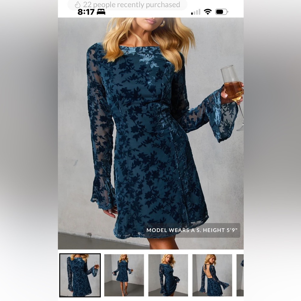 Vici Blue Floral Backless Dress